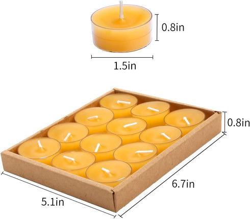 12pcs Natural Beeswax Tealight Candles Handmade Decorative Unscented Pure Beeswax Tea Lights? Perfect for Birthday Party,Wedding, Spa, Home Decor...