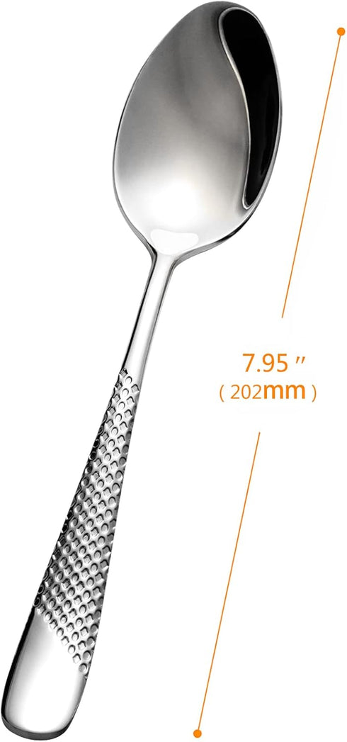 Xideman® Premium 6 Piece Dinner Spoon with Hammered, 18/10 Stainless Steel Fine Soup Spoon, 7.95" Tablespoons for Home, Kitchen or Restaurant, Mir...