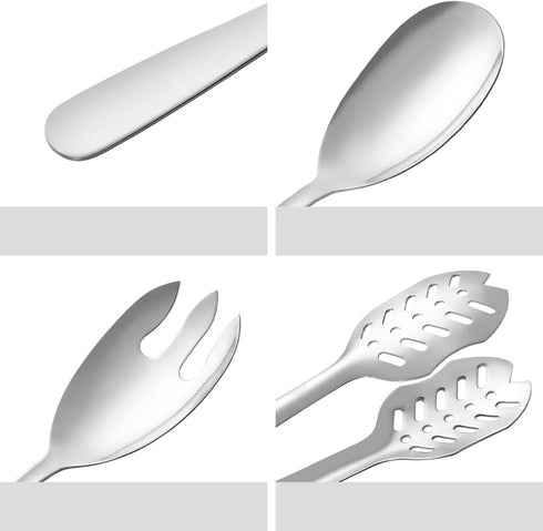 Salad Spoon and Fork Stainless Steel Tong Serving Set, Heavy Duty Smooth Finish Metal Serving Utensils Large Salad Servers for Home Kitchen Party ...