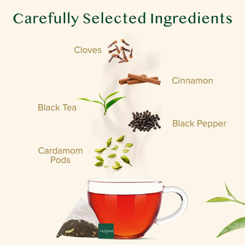 VAHDAM, India's Original Masala Chai Tea (30 Pyramid Tea Bags) Non GMO, Gluten Free, No Artificial Flavors | Blended w/Exotic Spices | Chai Tea Ba...