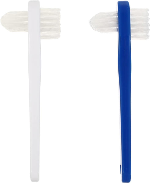 Healifty Denture Brush False Teeth Cleaning Tool Double Sided Toothbrush Denture Cleaning Brush 2pcs (White+Blue)...