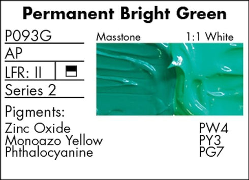 Grumbacher Pre-Tested Oil Paint, 37ml/1.25 Ounce, Permanent Bright Green (P093G)...
