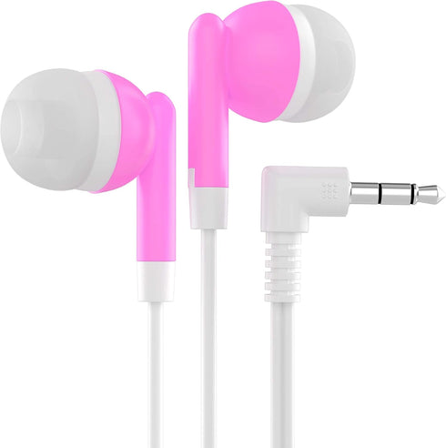 Maeline Bulk Earbuds with 3.5 mm Headphone Plug - 10 Pack - Pink...