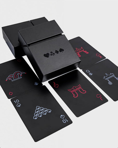 Luxury Plastic Playing Cards Waterproof Matte Black - Durable and Travel-Friendly with Hard Protective Case, Modern Minimalist Design, Professiona...