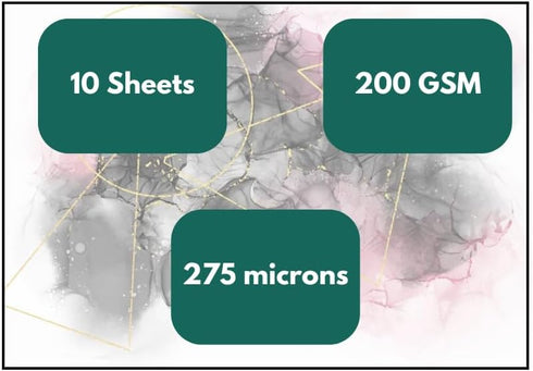 NARA Alcohol Ink Paper | White | 12 inches x 12 inches (12”x12”) | 275 microns/200 GSM | Medium Paper | 10 Sheets | Paper for Alcohol Ink Art Pain...