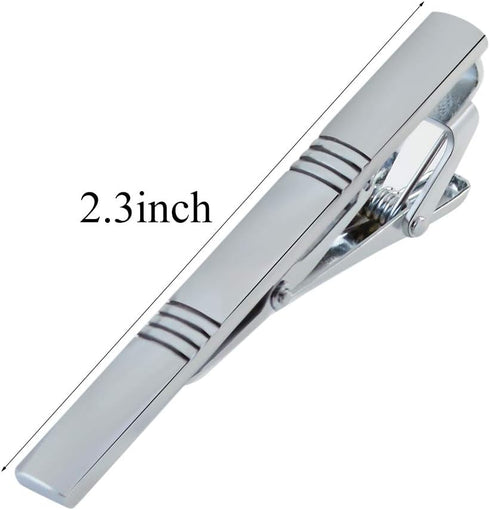Lystaii 4pcs Tie Tack Pins Tie Clips for Men Father's Day Gift Silver Necktie Bar Pinch Clip Set 2.3 Inch Metal Clasps Business Professional Fashi...