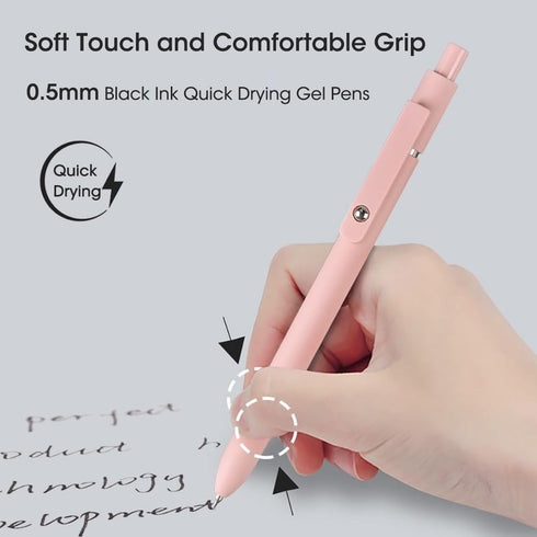 FIOVER Gel Pens, 10pcs 0.5mm Black Ink Pens Quick Dry Ink Pens Fine Point Smooth Writing Pen for Journaling Note Taking, Pens Ballpoint for School...