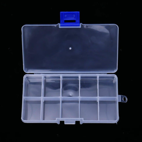 Plastic Jewelry Organizer Box Clear Storage Bead Case for Little Crafts/Arts 2 Pack Container with 10 Grids, Small...