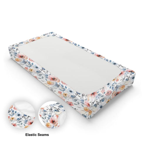 Flowers Floral Changing Pad Cover, Flowers Baby Diaper Changing Table Pad Cover, Unisex Flowers Floral Diaper Changing Sheet for Baby Boys Girls, ...