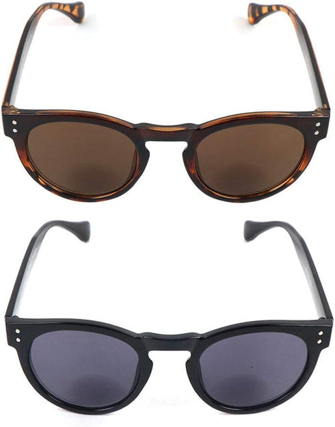 2 Pack Reading Sunglasses Bifocal for Women,Outdoor Reader Glasses Vintage Round Shape...