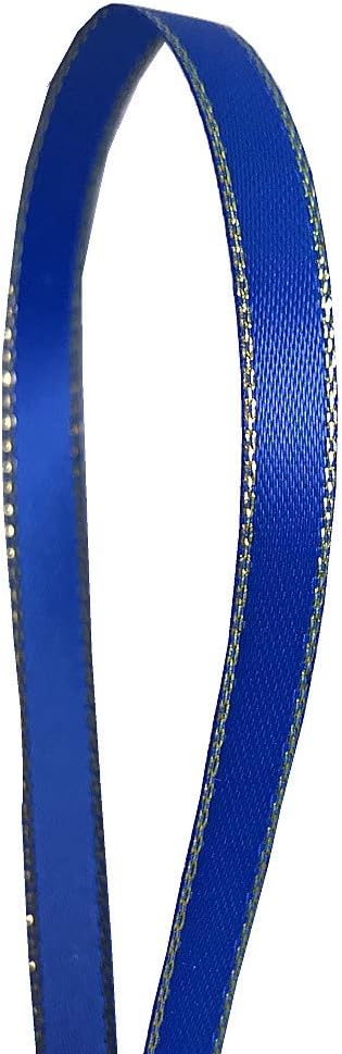 QIANF Royal Blue Double Face Satin Ribbon with Gold Border for Gift Wrapping, Hair Bows, Wedding Party Decoration, Crafts Sewing, Invitation Cards...