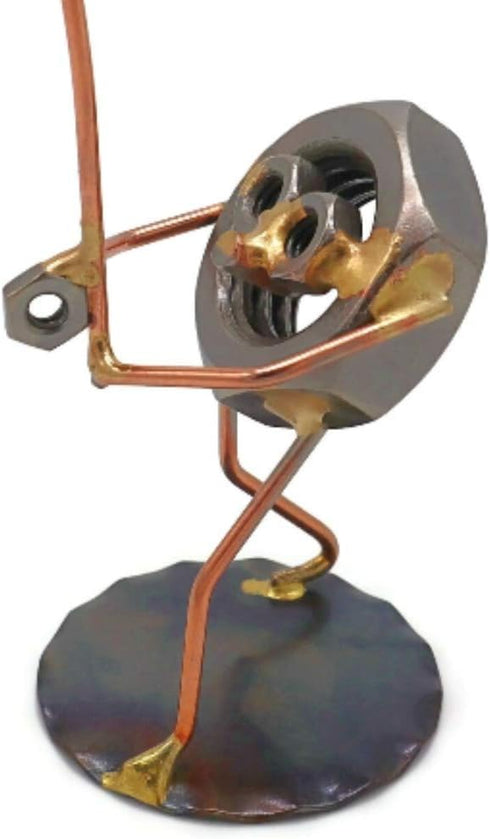 Fishing Nut Collectible Handmade Metal Art Figurine, Desk Accessories, Trophy, Boss Gift, Home Office Décor...