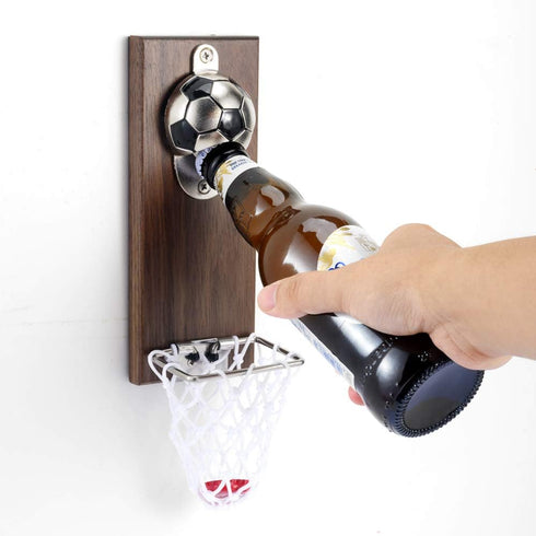 Soccer Bottle Opener with Cap Collector Catcher,Magnetic Refrigerator Paste Bottle Opener?Ideal Gift for Soccer Fans and Beer Lovers, Use as Bar D...