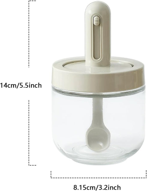 Glass Spice Jars with Spoon - 10oz Empty Spice Bottles Containers, Condiment Pot with Retractable Spoon for Kitchen to Storage Salt,Paprika,Sugar ...