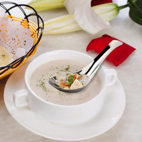 Asian Soup Spoons Stainless Steel Chinese Soup Spoons Set of 6 Soup Spoons Silverware Cucharas Para Comer for Ramen Pho Wonton Dumpling Noodles (s...