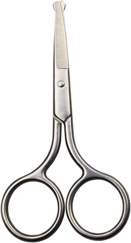 4 Inch Professional Stainless Steel Rounded Tip Nose Eyebrow Ear Dog Pet Hair Trimming Safety Scissor Shears - Grooming Cutting Scissors for Men &...