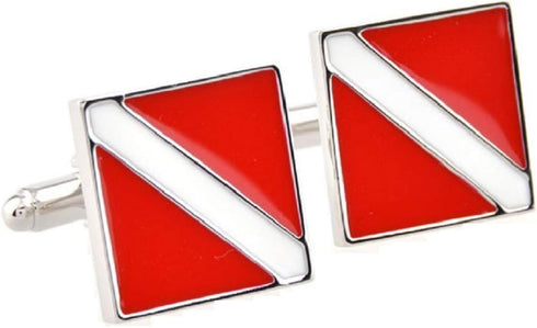 Scuba Diver's Dive Flag Down Pair Cufflinks in a Presentation Gift Box & Polishing Cloth...