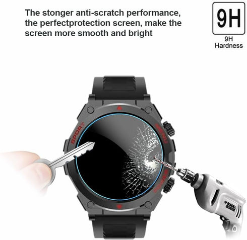 Screen Protector for S66 1.52-Inch Smart Watch, 9H Tempered Glass Protective Film Compatible for Jdcrsj/Lyaarka/Bvlrksc/Brhgph S66 Military Smart ...