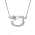Diamond Cat Necklace Sterling Silver Cute Pearl Cubic Zirconia Kitten Pendant Necklace Funny Cartoon Animal Cat Necklace Chain Jewelry Gifts for W...