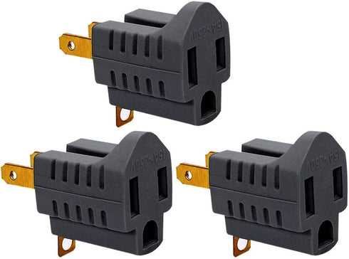 (3 Pack) 3-Prong to 2-Prong Adapter Grounding Converter Polarized 3 Pin to 2 Pin Power for wall Outlets Plugs, Grey...