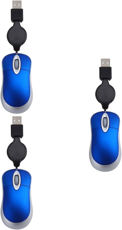 Hemobllo Wired Mouse - 3 Pcs Retractable Mouse Corded Mouse Mini Mouse for Laptop Wired Computer Mouse Small Travel Mouse USB Optical Mouse Portab...
