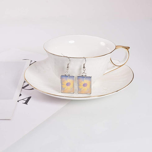 PH PandaHall 20pcs Cabochon Earring Bezel Pendant Tray, Tibetan Alloy Rectangle Earring Cabochon Settings 20 Transparent Glass Cabochons and 20 Br...