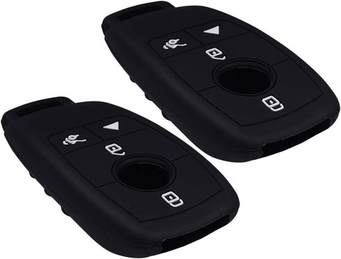 Lcyam Silicone Remote Key Fob Covers Smooth Soft Rubber Case Fits for Mercedes-Benz A220 E63S AMG E-Class GLE 350 4MATIC 2019 2020 2021 (Black Bla...
