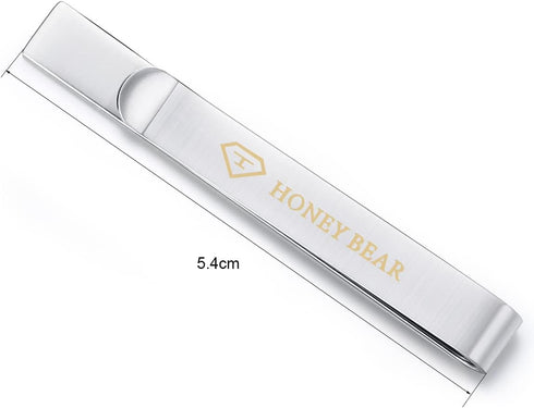 HONEY BEAR Mens Boys Initial Alphabet Letter Tie Clip Bar for Normal Size/Skinny Narrow Tie Gift 5cm 4cm...