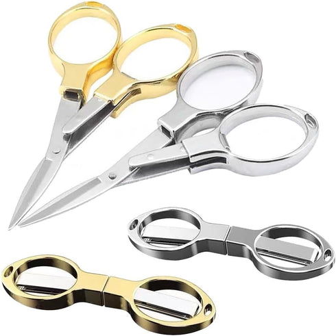 Folding Scissors,Safe Portable Travel Scissors,Zinc Alloy Handle Stainless Steel Telescopic Cutter for Home Office outdoor fishing?2PC?...