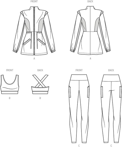 Know Me Misses' Windbreaker Jacket, Bra Top, and Leggings Sewing Pattern Packet, Sizes 18-20-22-24-26, Multicolor...