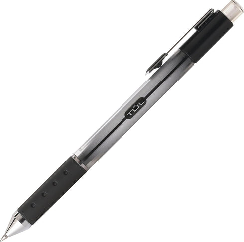 TUL Gel Pens, Retractable, Fine Point, 0.5 mm, Silver Barrel, Black Ink, Pack Of 4...