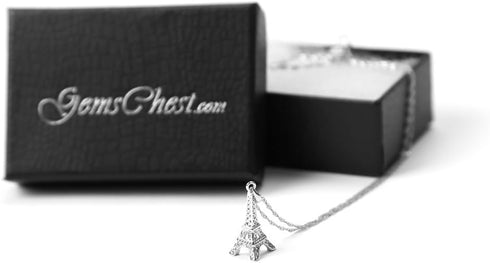 Sterling Silver Eiffel Tower Pendant Necklace Paris Jewelry for Mom Women with 18" Silver Chain...