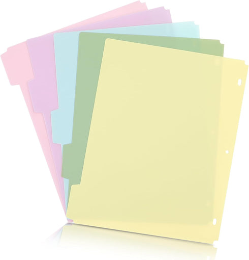 SKYDUE Binder Dividers with Tabs, 5 Tab Dividers, Pack of 2 Sets, 10 Dividers for 3 Ring Binder, Binder Dividers with Write on Tabs for School Off...