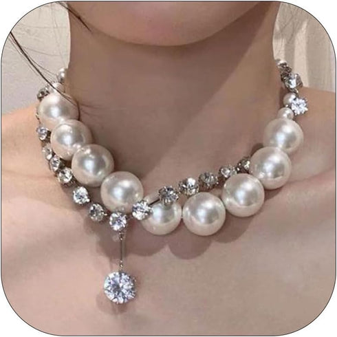 Pearl Necklaces for Women Chunky Pearl Necklaces Big Pearl Necklaces Exaggerated Large Pearl Necklaces Statement Necklace Wedding Jewelry Gifts fo...
