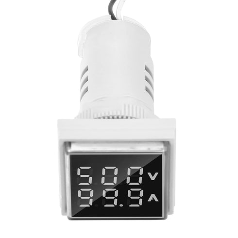 AC Current and Voltage Indicator, 22mm AC Voltage Current Display Meter, 0-100A 60-500V LED Display Voltmeter AC Ammeter Voltmeter Square Head Vol...