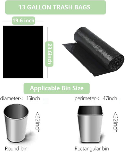 Black 13 Gallon Tall Kitchen Trash Bag, 1 Mil, Rubbish Bags Black Tall Garbage Can Liners, 23.62"W x 31.49"H, 30 Count...