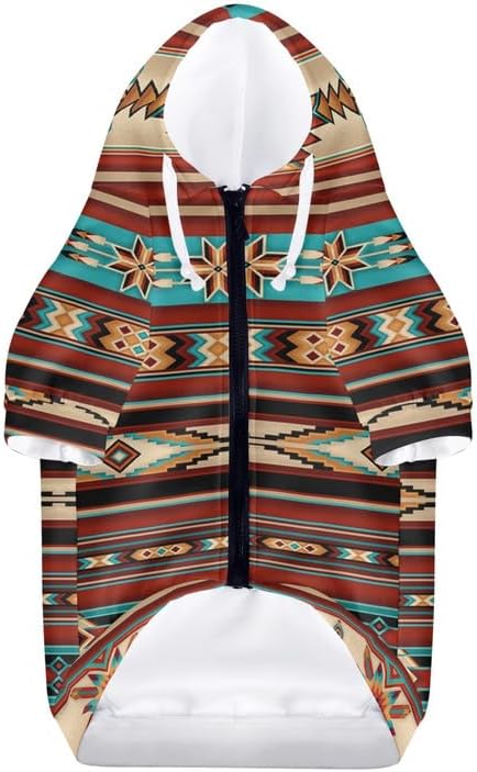 Bohemia Tribal Ethnic Dog Zipper Hoodie Stylish Soft Indian Southwestern Streetwear Hooded Clothes Apparel Costume Sweatshirt Tracksuits Pet Cloth...
