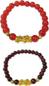 2 Pcs Feng Shui Good Luck Bracelets for Men Women, Wealth Prosperity Charm Bracelet with Golden Pi Xiu Pi Yao, Attract Good Luck and Wealth(6mm, 8...