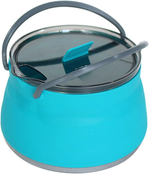Folding Saucepan, Camp Cookware Hiking Silicone Folding Saucepan Water Kettle With Lid Cookware Travel Camping Pot(Blue)...