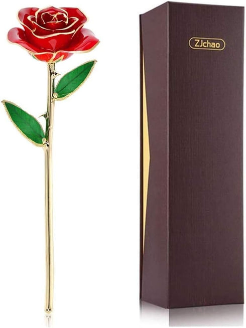 24K Red Rose Christmas Her, Eternal Love Real Gold Plated Rose Flower, Romantic Wife, Mom, Grandma, Anniversary Present, Birthday, Wedding ( Red)...
