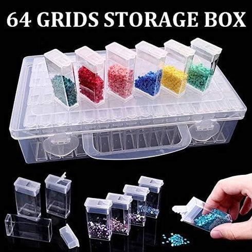 64 Grid Diamond Embroidery Box Jewelry Drill Storage Boxes Clear Plastic Diamond Painting Accessories Boxes for DIY Craft...