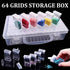64 Grid Diamond Embroidery Box Jewelry Drill Storage Boxes Clear Plastic Diamond Painting Accessories Boxes for DIY Craft...