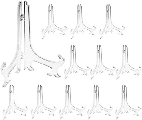 Artliving 5 Inch Clear Plastic Easels or Stand/Plate Holders to Display Pictures or Other Items at Weddings, Home Decoration, Birthdays, Tables (1...
