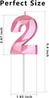 Number Birthday Candles(2 Candle Pink) 3D Diamond Shape 2nd Happy Birthday Cake Topper Decorations for Girl Women Birthday Wedding Anniversary Cel...