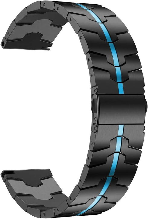 Compatible for Samsung Galaxy Watch 5 Pro 45mm/Classic 46mm/42mm Band, Enamel Stainless Steel Metal Quick Release Watch Strap, Black+Blue...