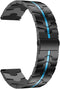 Compatible for Samsung Galaxy Watch 5 Pro 45mm/Classic 46mm/42mm Band, Enamel Stainless Steel Metal Quick Release Watch Strap, Black+Blue...
