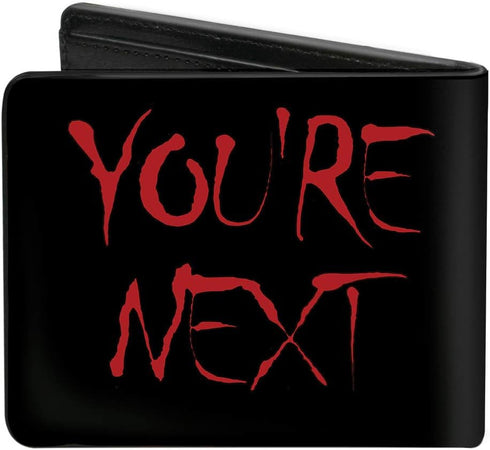 Buckle-Down Men's Wallet, Bifold, Grim Reaper Face Youre Next Black Grays Red, Vegan Leather, 4.0" x 3.5"...