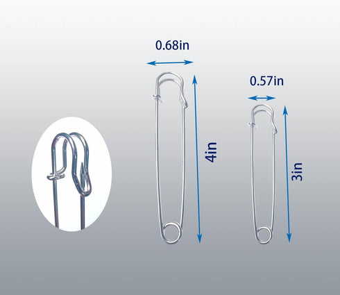 20PCS Large Safety Pins, 4Inch and 3Inch Heavy Duty Safety Pins for Fashion, Sewing, Quilting,Upholstery, Blankets,Skirts, Kilts,Laundry and Craft...