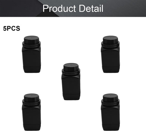 Heyiarbeit 5pcs Plastic Lab Chemical Reagent Bottle 500ml/17oz Wide Mouth Sample Sealing Liquid/Solid Storage Bottles Black...