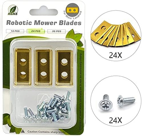 Headley Tools Replacement Robotic Lawn Mower Blade (Pack of 24) for Worx Landroid Robotic Mower (Stainless Steel, Titanium)...